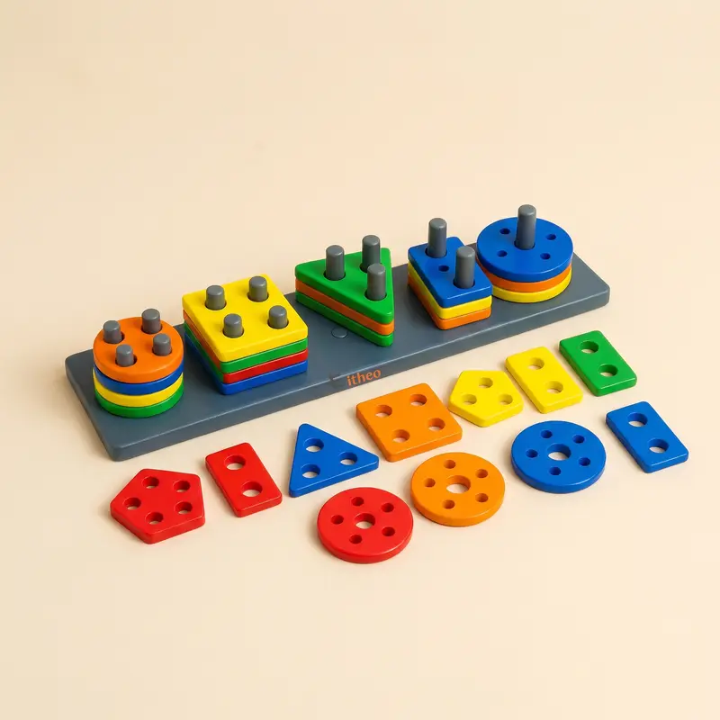 Multi Colored Wooden Intellectual Geometric Shape view 2