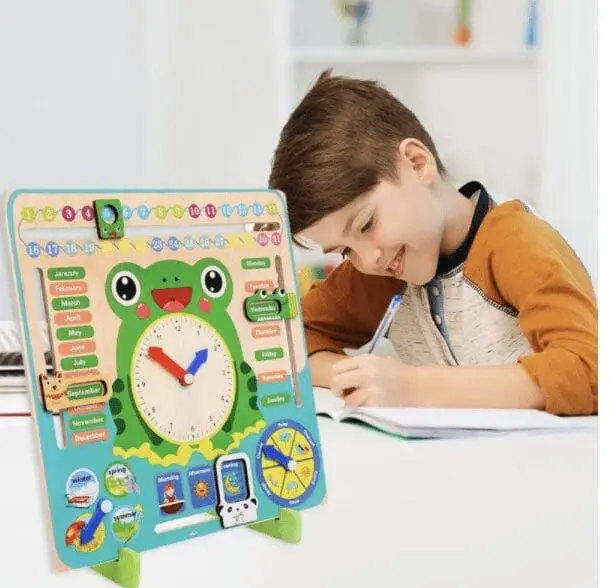 Interactive Frog Clock with Calendar & seasons;