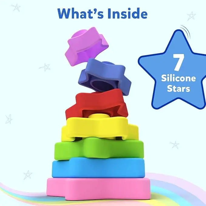 Skillmatics Silicone Stacking Toys-Starry Stacker, Montessori Toy