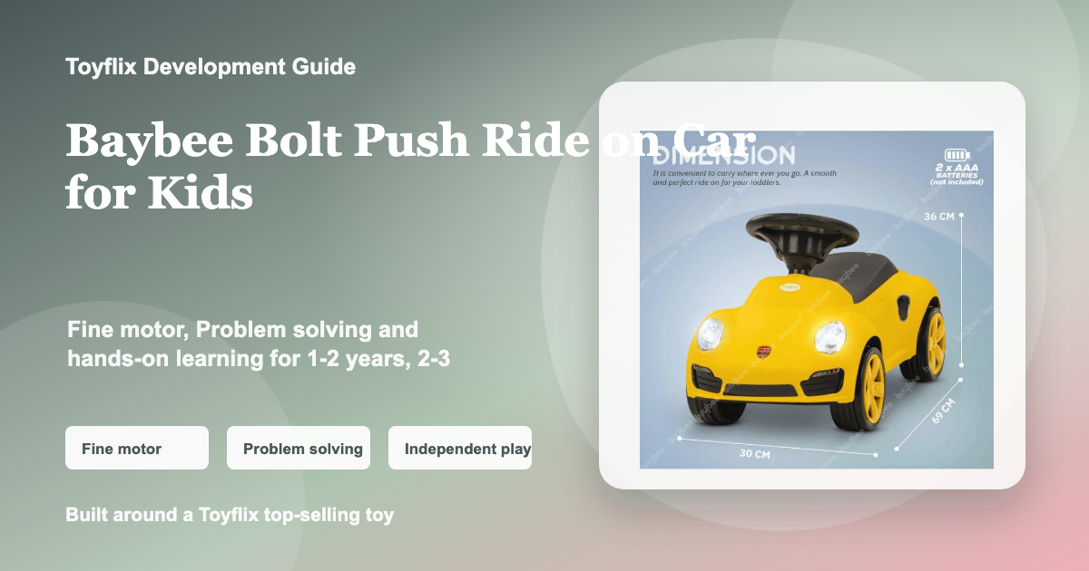 Baybee Bolt Push Ride on Car for Kids developmental skills cover for Toyflix blog