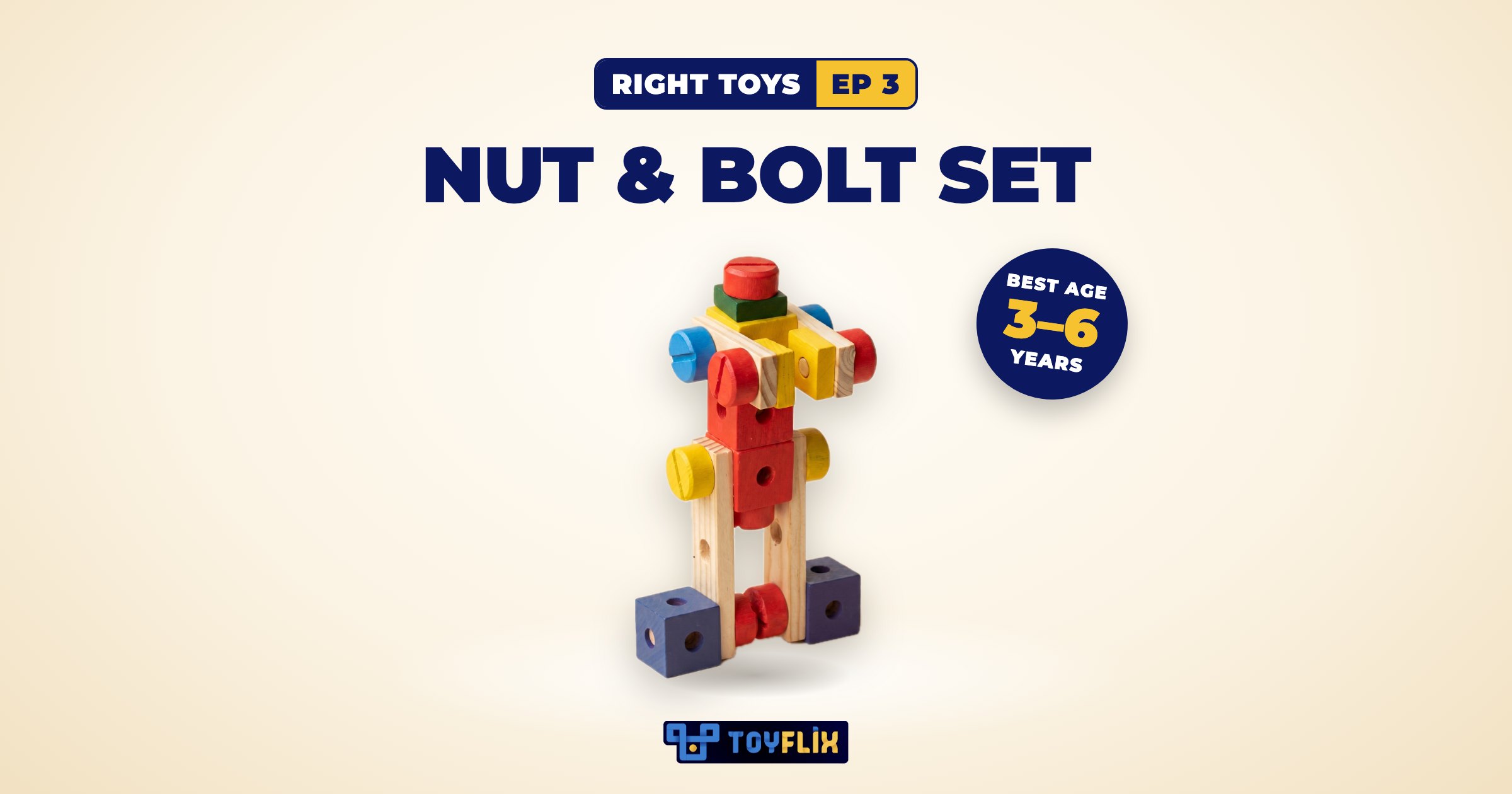 Toyflix Review: wooden Nut & Bolt Set built into a robot, best age 3–6 years