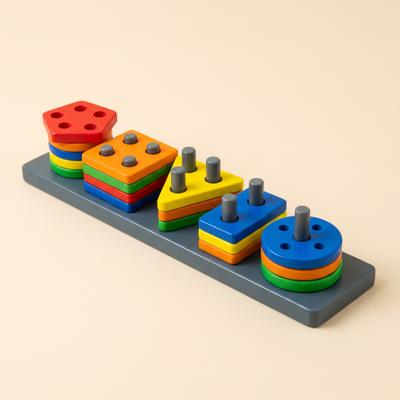 Multi Colored Wooden Intellectual Geometric Shape