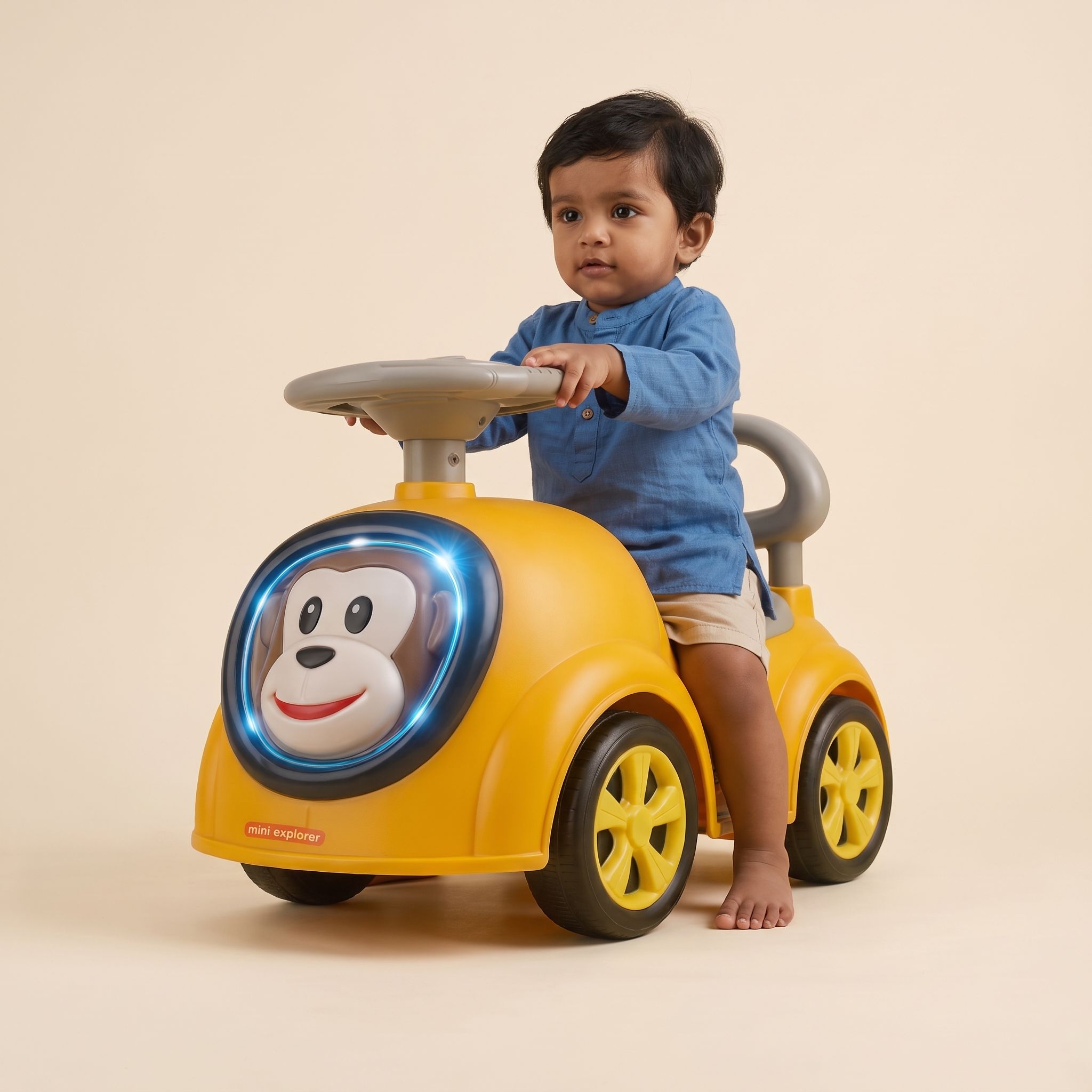 LED Monkey Ride-on Toy with Music Horn