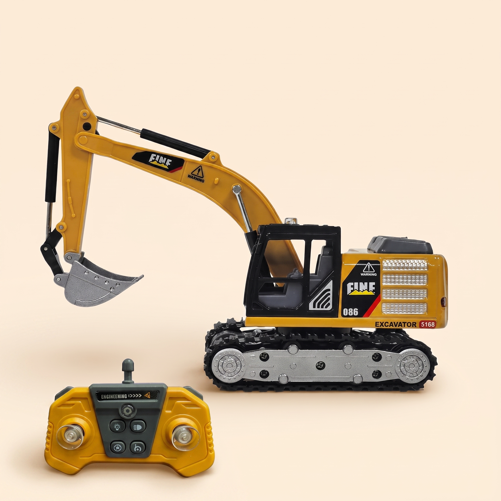 3-in-1 RC Excavator Toy Construction Truck with Alloy Bucket Rock Breaker & Grapple