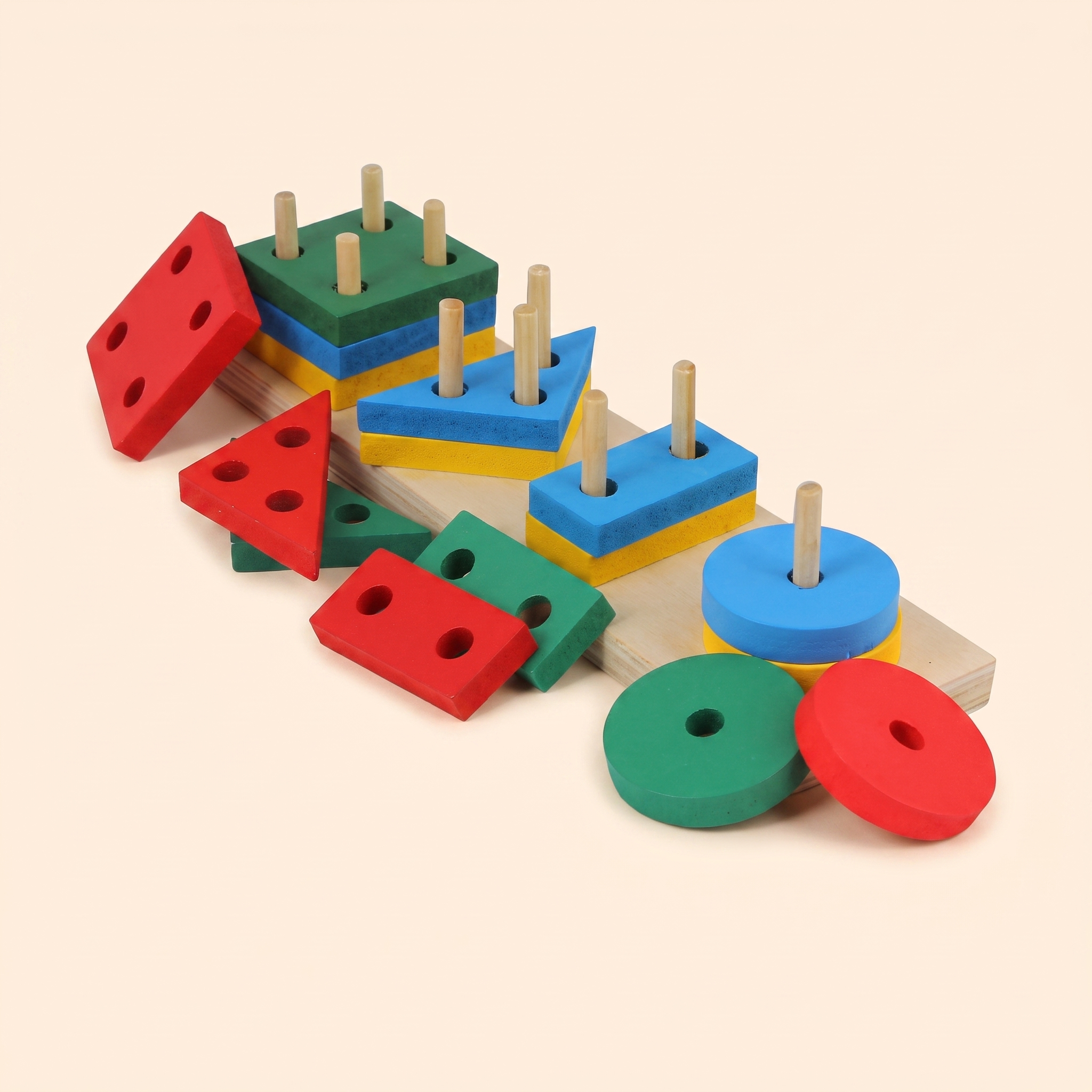 Multi Colored Wooden Intellectual Geometric Shape