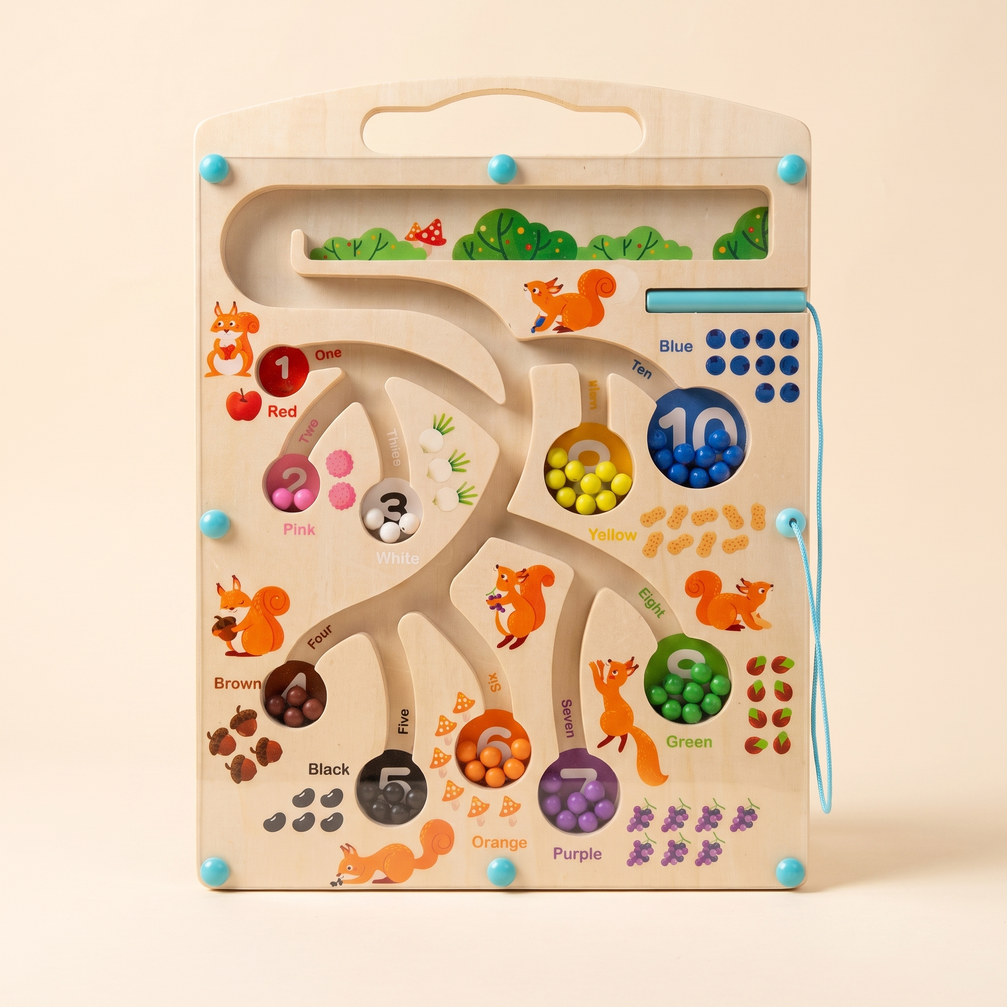 Wooden Magnetic Squirrel Feeding Digital Maze