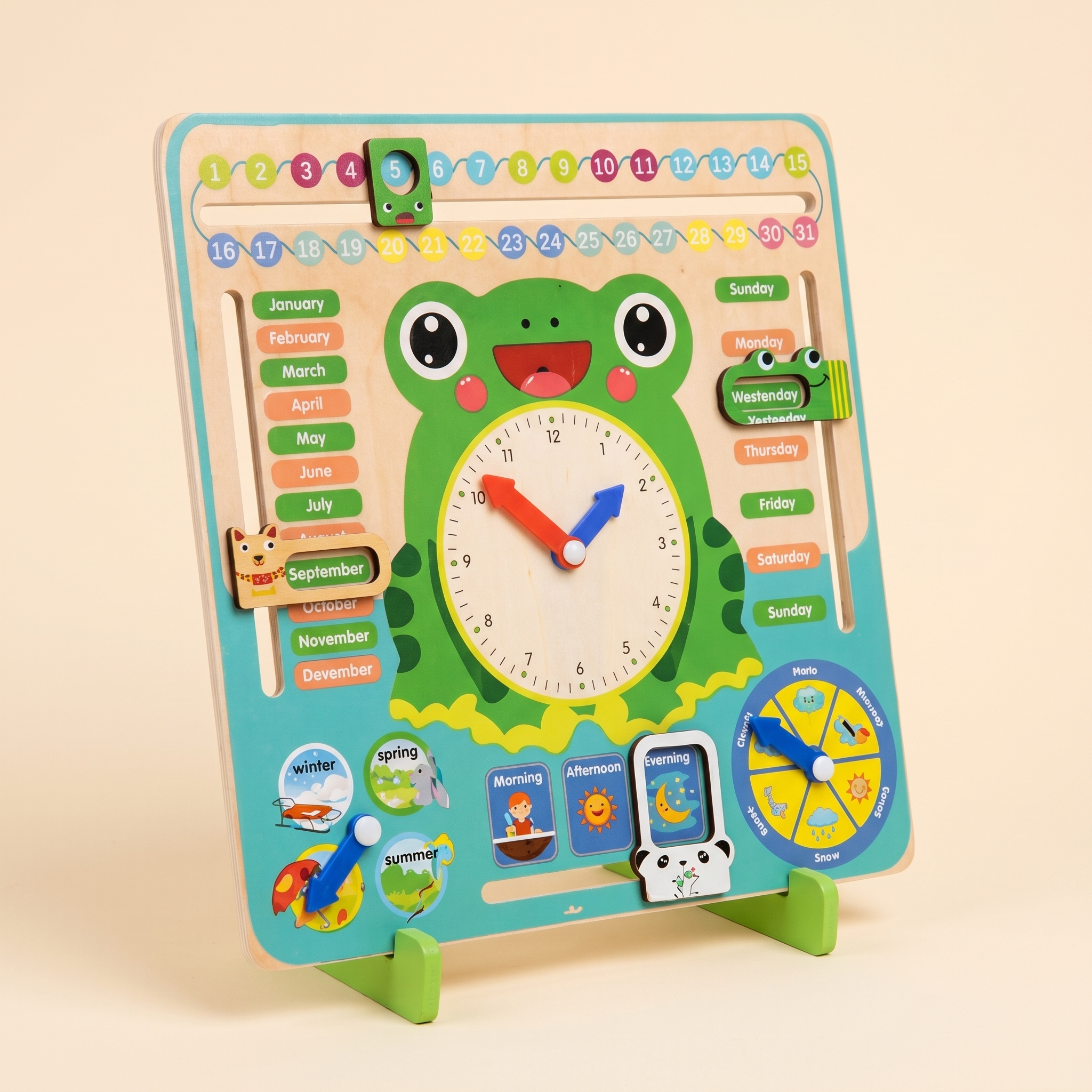 Interactive Frog  Clock with Calendar & seasons;