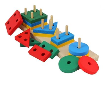 Multi Colored Wooden Intellectual Geometric Shape