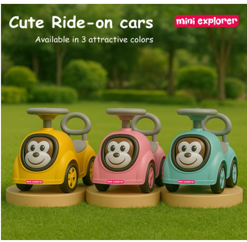 LED Monkey Ride-on Toy with Music Horn view 2