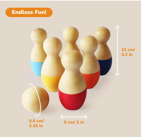 Shumee Mini Wooden Bowling Set view 3