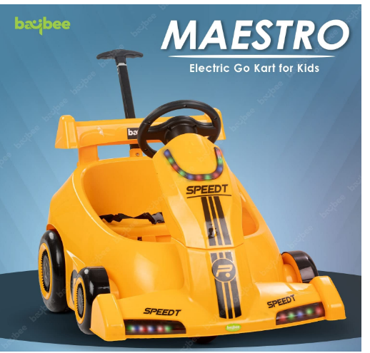 Baybee Electric Go Kart Car - Blue/Yellow/Red