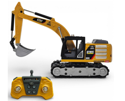 3-in-1 RC Excavator Toy Construction Truck with Alloy Bucket Rock Breaker & Grapple