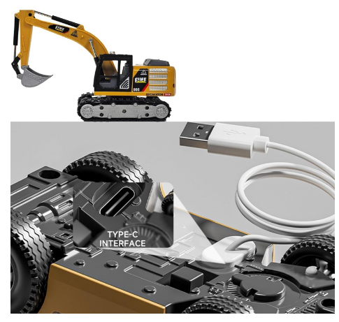 3-in-1 RC Excavator Toy Construction Truck with Alloy Bucket Rock Breaker & Grapple view 3