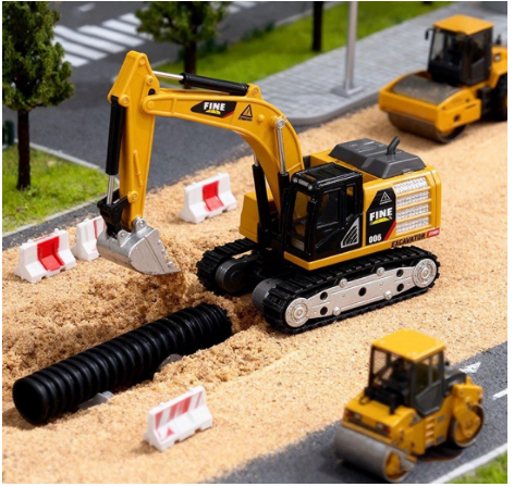 3-in-1 RC Excavator Toy Construction Truck with Alloy Bucket Rock Breaker & Grapple view 4