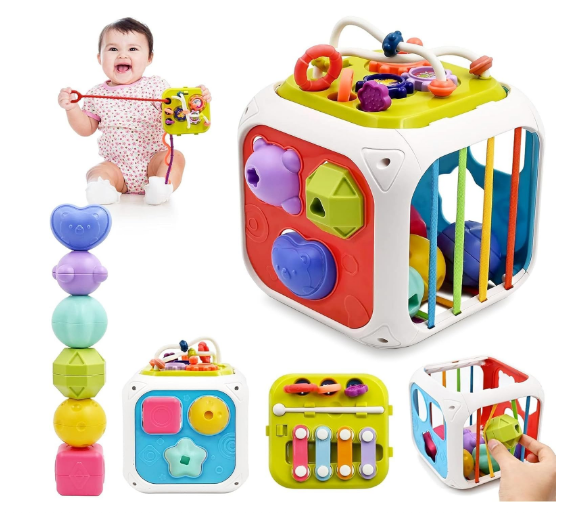 7 in1 Montessori Shape Sorting Cube for Babies