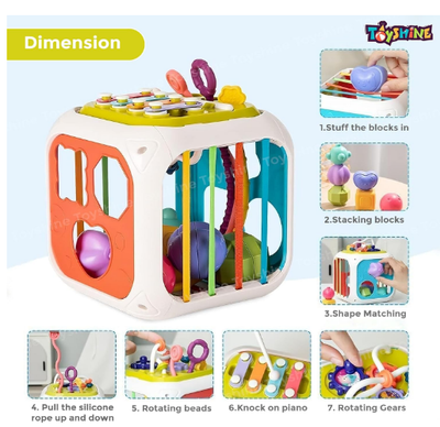 7 in1 Montessori Shape Sorting Cube for Babies