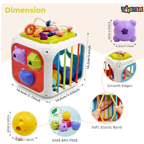 7 in1 Montessori Shape Sorting Cube for Babies view 4