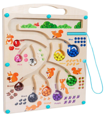 Wooden Magnetic Squirrel Feeding Digital Maze