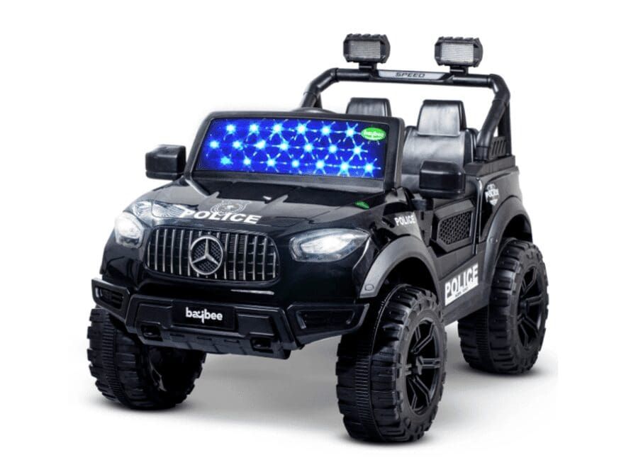 Baybee Kids Battery Operated Police Jeep - Black