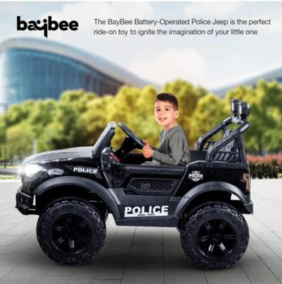 Baybee Kids Battery Operated Police Jeep - Black