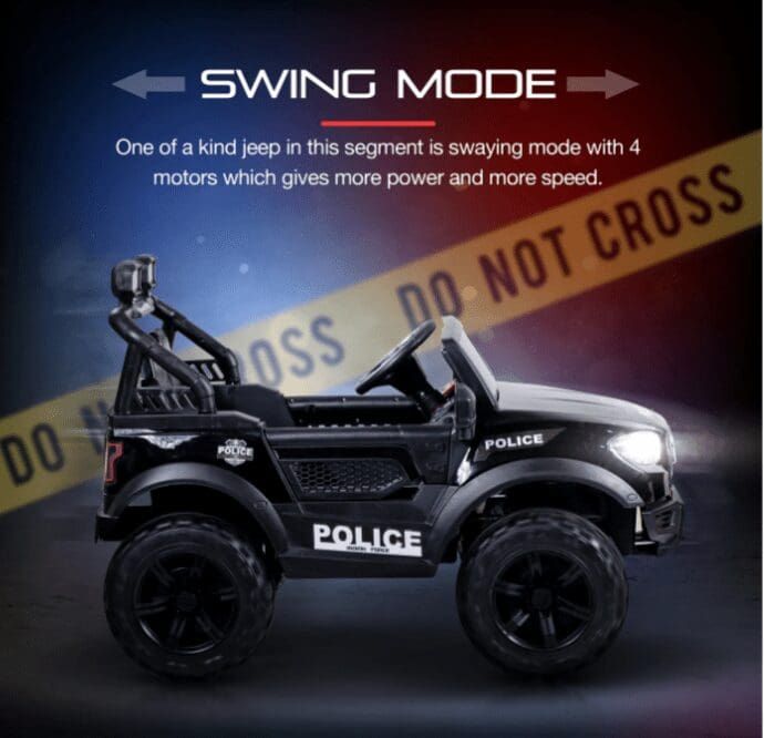 Baybee Kids Battery Operated Police Jeep - Black view 4