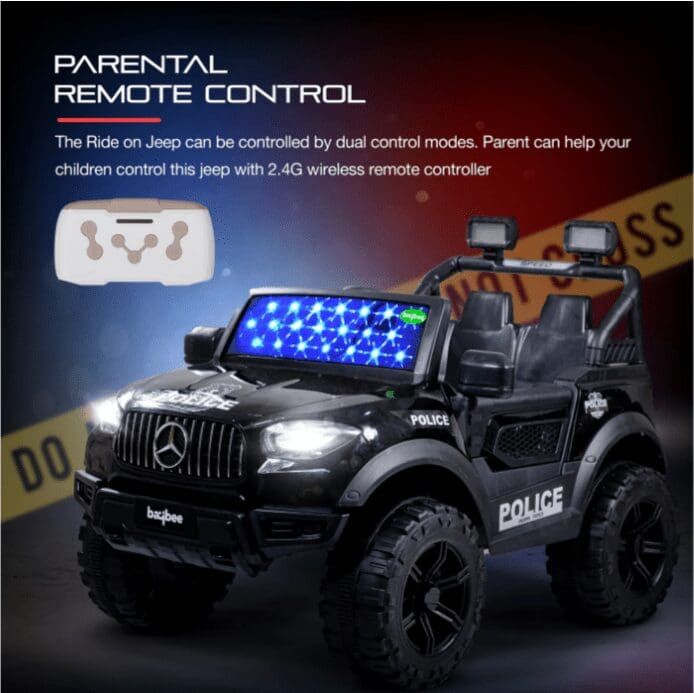 Baybee Kids Battery Operated Police Jeep - Black view 6