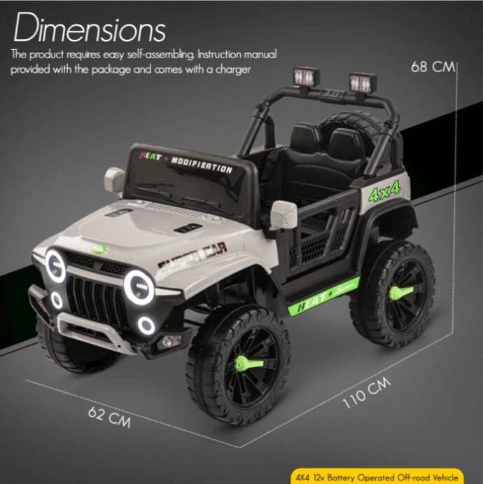Baybee Rubicon Battery Operated Jeep for Kids - Grey view 6