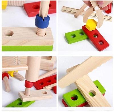 Wooden Toy Simulation Disassembly Tool Box